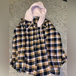 Flannel Hoodie! W Pink Hood!